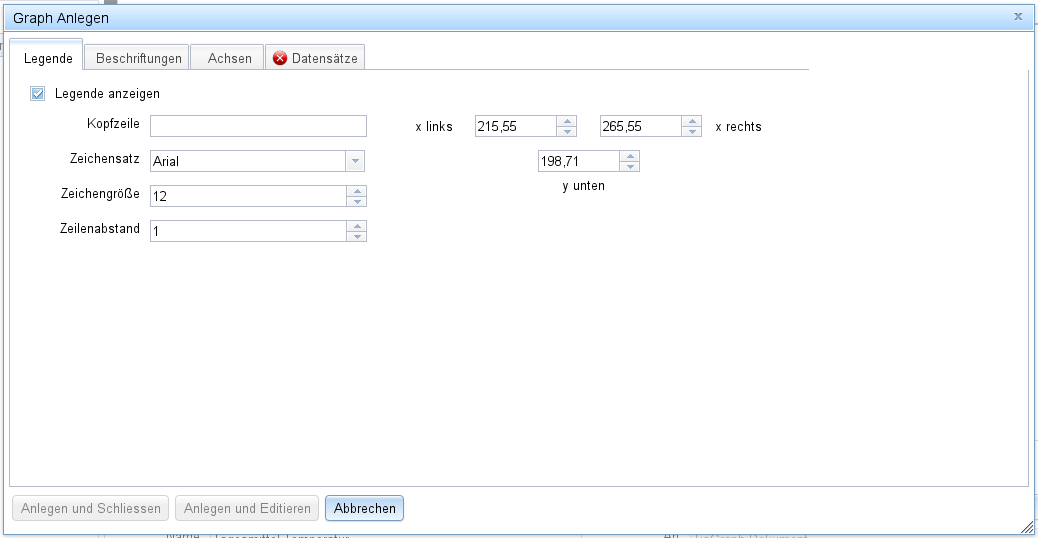 Dialog eines neuen Graphen