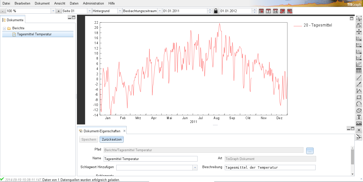 Neuer Graph mit Daten im Dokument