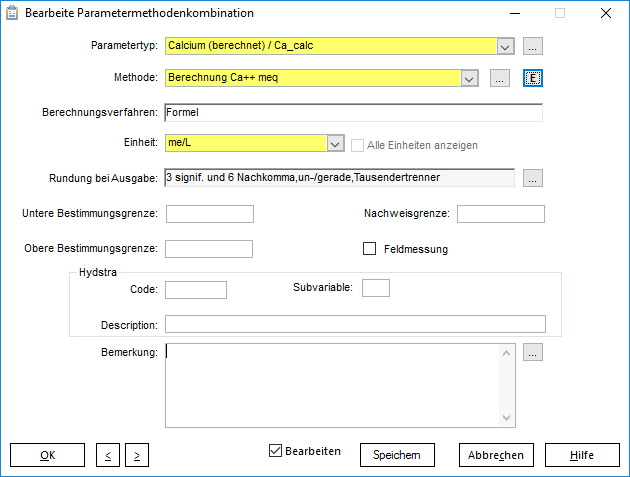 Wiski-Konfiguration: Parametermethodenkombination