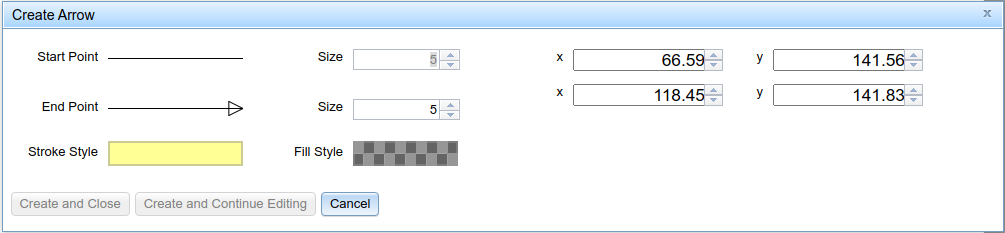 Arrow edit dialog