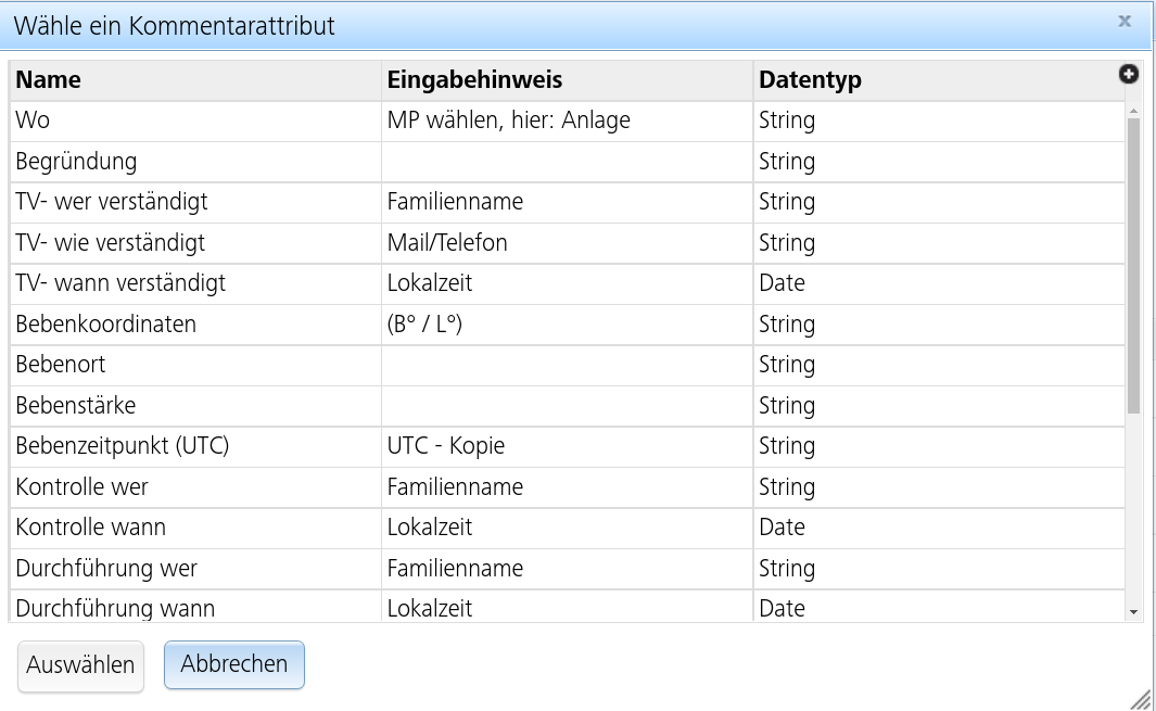 Dialog zur Schlüssel-Zuweisung