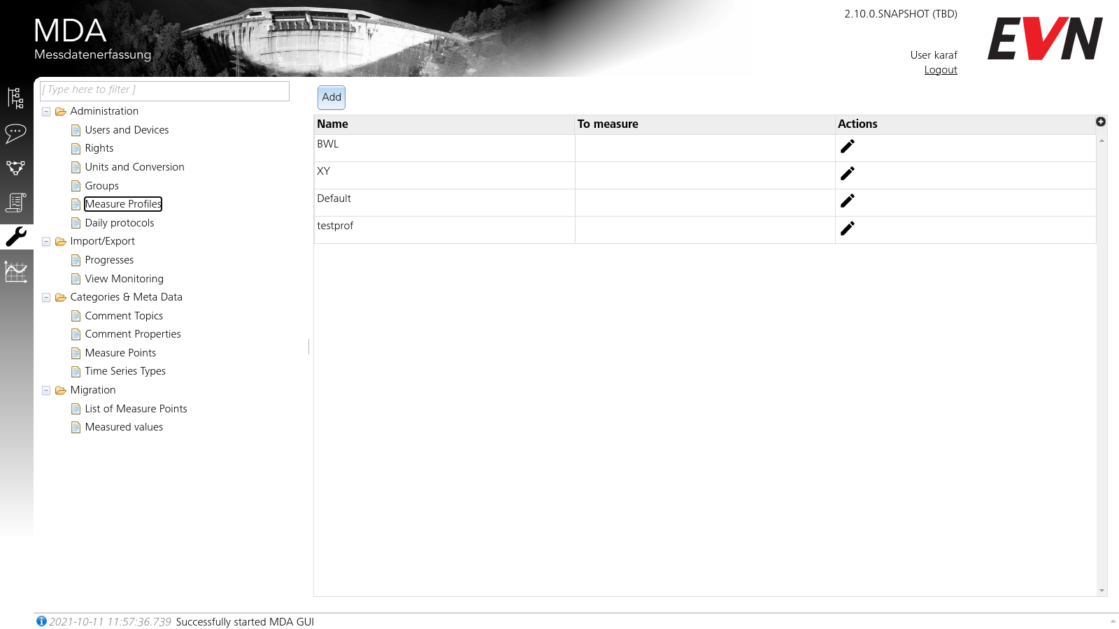 Measure Profile List