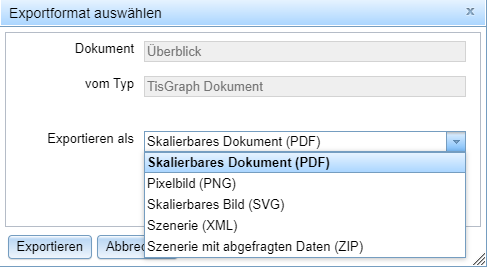 Exportformat auswählen