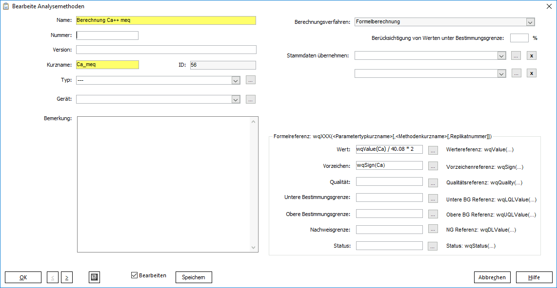 WISKI Configuration: Analysis methods